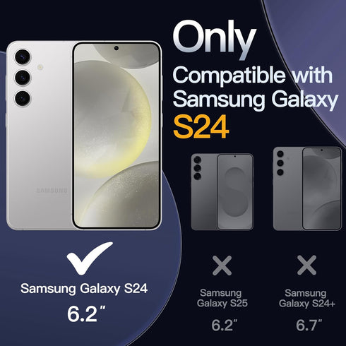 JETech 5 in 1 Case for Samsung Galaxy S24 5G, Clear Non-Yellowing Shockproof Bumper with 2-Pack Screen & Camera