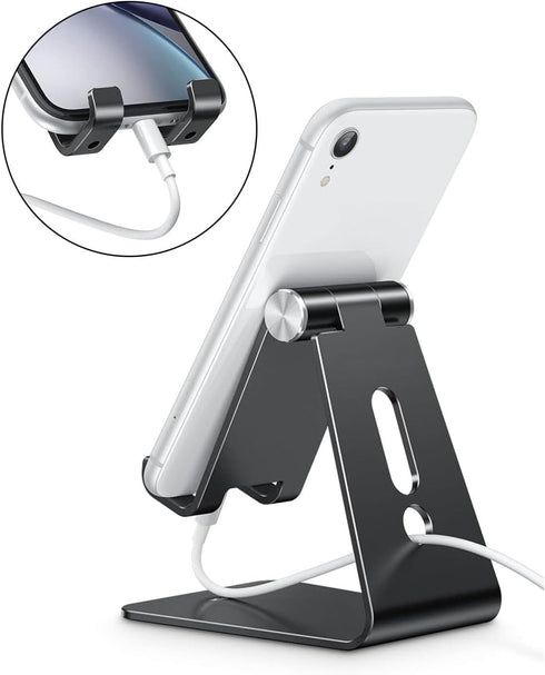 OMOTON Adjustable Cell Phone Stand, C2 Aluminum Desktop Phone Holder Dock for iPhone, Samsung Galaxy, Google Pixel,