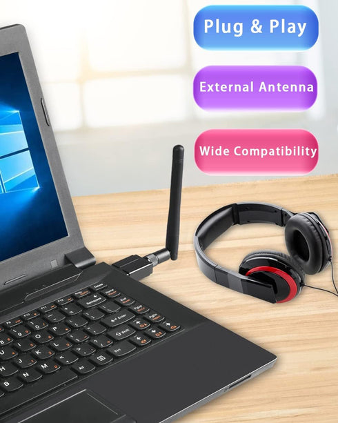 Super Long Range Bluetooth 5.3 Pro USB Adapter for PC, Supports Windows 11/10, Plug and Play, Class 1