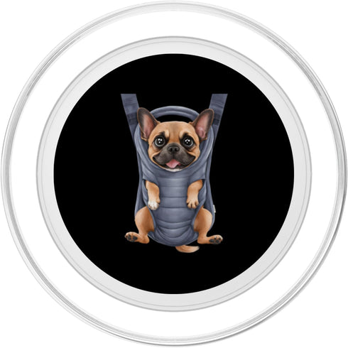 Frenchie Puppy Lover PS Funny Frenchie Puppy In A Baby Carrier. Dog Lover PopSockets PopGrip for MagSafe