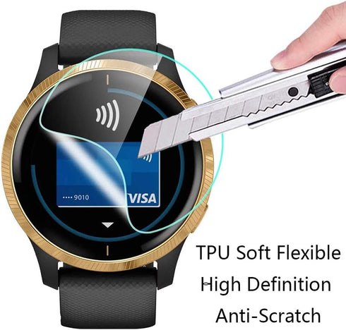 Watch Screen Protector (4+1 Pack) for Garmin Venu, Anti-Scratch Film Full Coverage Soft TPU Protective Case