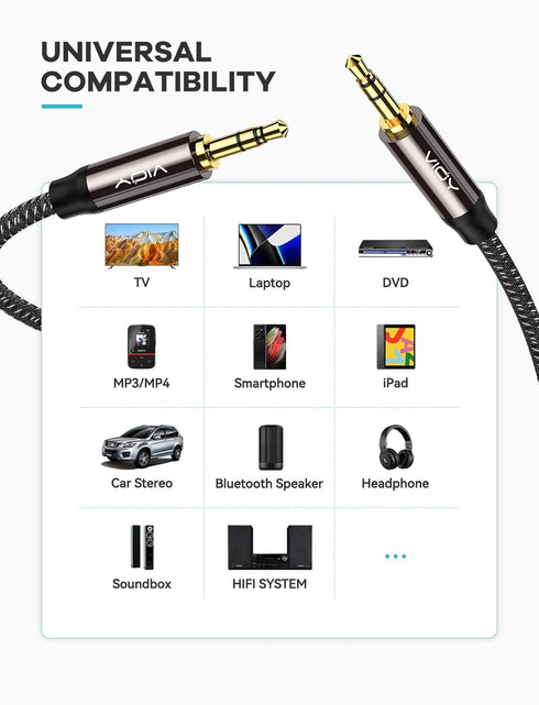 VIOY Aux Cable (30 ft) - 3.5 mm Male to Male Braided Auxiliary Cord for Headphone, Smartphone, Home/Car Stereo