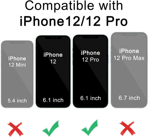 DEERLAMN for iPhone 12 Case,iPhone 12 Pro Case with Slide Camera Cover+Screen Protector(2 Packs),Rotated Ring Kickstand Military Grade Shockproof Protective Cover-Black