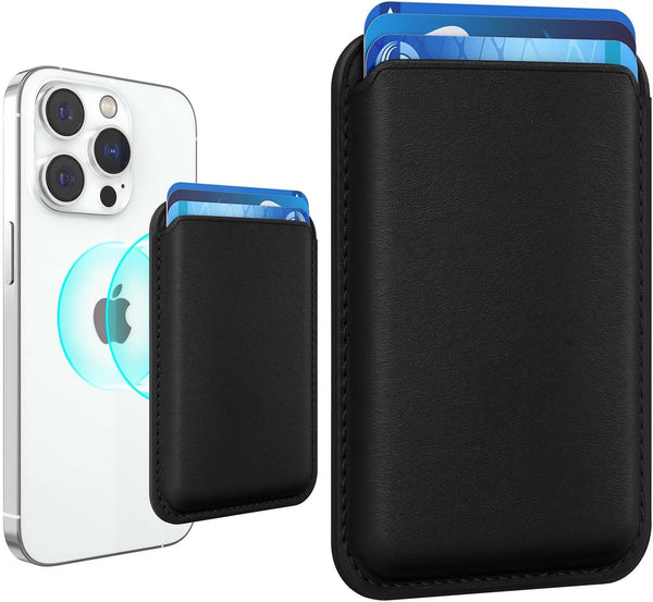 Magnetic Wallet Cell Phone Card Holder for iPhone 15 Series, RFID Leather Stick on Wallet for iPhone 14/13/12