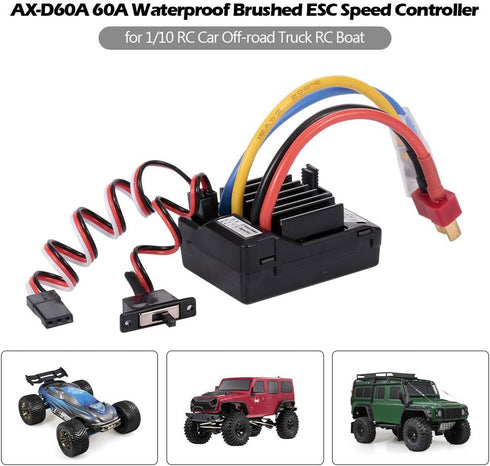AX-D60A 60A 1/10 2S 6-8S GoolRC Waterproof Brushed ESC Electronic Speed Controller for RC Car Off-Road Truck RC Boat
