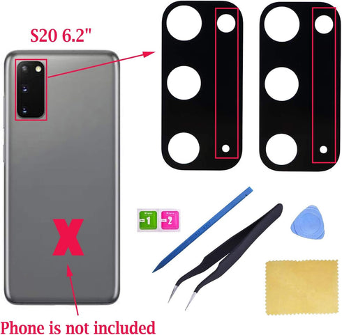 Ubrokeifixit Galaxy S20 Back Rear Camera Glass Lens Cover Replacement for Samsung Galaxy S20 6.2" G980, S20 5G G981,