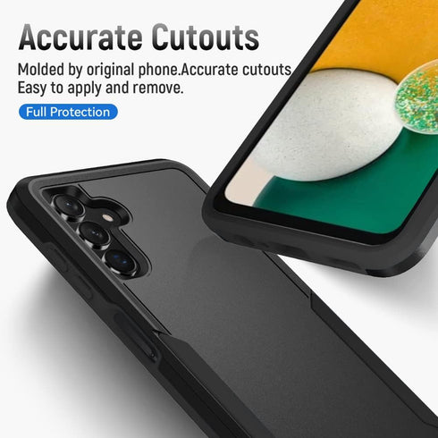 Aozuoton Durable Rubber Phone Case for Samsung Galaxy A13 5G with Screen Protector, Full Body Protection, Black