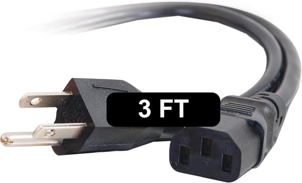 C2G 3FT Replacement AC Power Cord for Electronics, TV, Computer, Printer, More (03129)