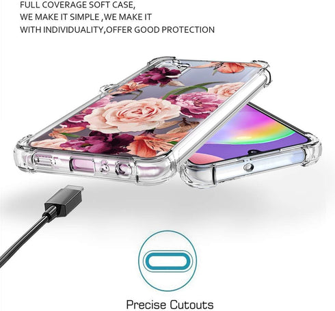 Osophter Galaxy A32 5G Case: Girls Women Flower Floral with Screen Protector, Flexible TPU Rubber Cover