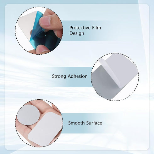 PEOVLVN 16 Pack Metal Adhesive Strips for Magnetic Under Cabinet Lights, Metal Adhesive Plate with Adhesives Backing