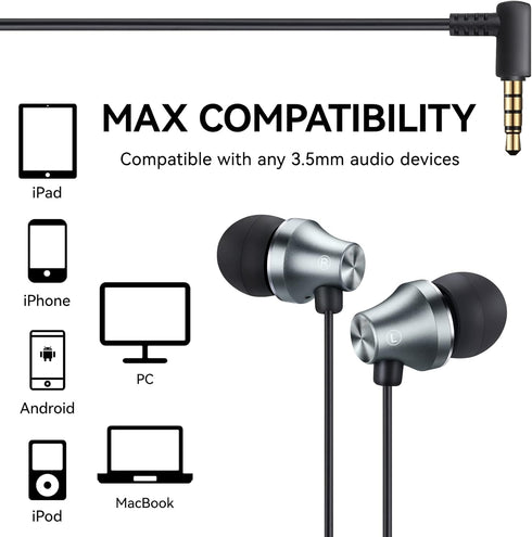 iRAG A101 Wired Earbuds, Noise Isolating in-Ear Headphones with Microphone and 3.5mm Plug for School