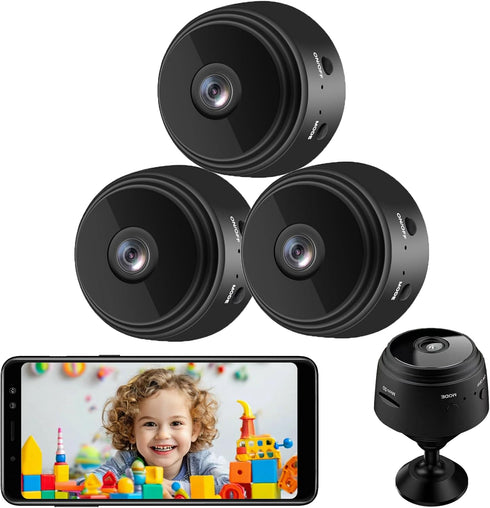 senri 3 Pack Mini Security Camera, 1080P HD WiFi Home Indoor Outdoor Camera