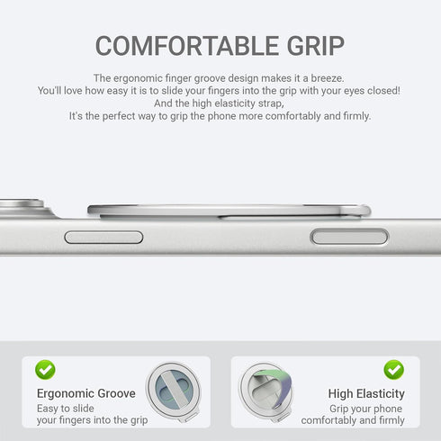 GORNERGRAT 4 360 17 16 15 14 13 12, Grat for Magsafe Magnetic Phone Grip Stand, Rotatable Elastic Strap Loop