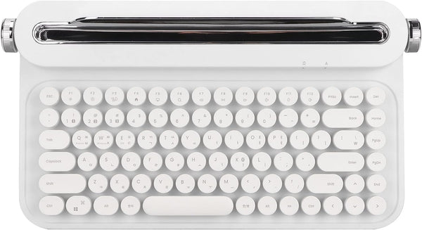 Retro Typewriter Keyboard, 86 Keys Vintage Mechanical Gaming Keyboard, BT5.0 with Integrated Stand