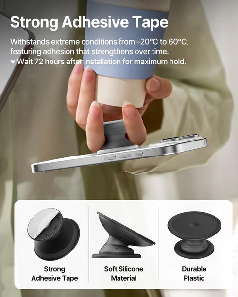 Sinjimoru for Soft Silicone Phone Grip Stand, Strong Adhesive Slim Holder for Comfortable One-Hand Use on Any
