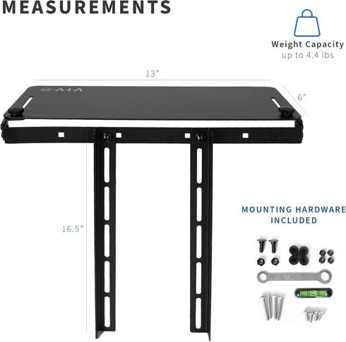 VIVO 13 inch Over Under VESA Monitor Shelf Mount, Fits VESA 75mm, 100mm, 200mm, Holds Media Devices, Speakers, and