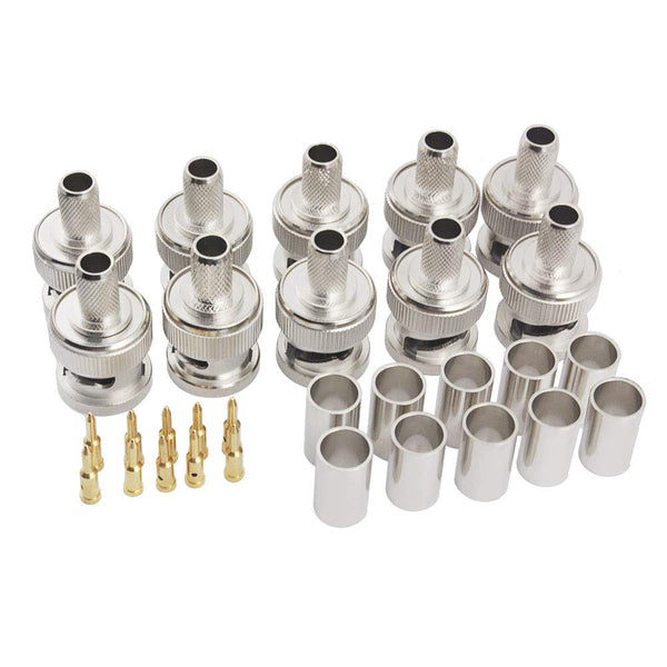 (Pack of 10) BNC Male Q9 Plug Crimp for RG8X RG-8X LMR240 Cable Straight RF Coaxial Adapter Connector