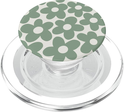 Sage Green Aesthetic Cute Flowers Retro Daisy PopSockets PopGrip for MagSafe