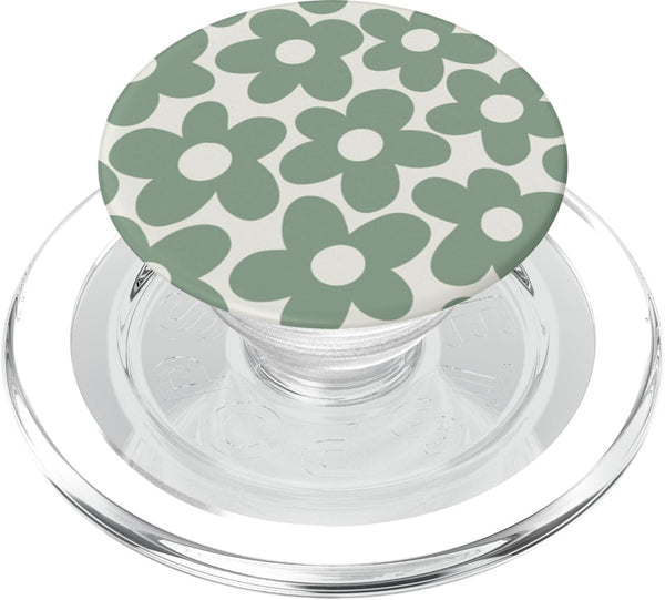 Sage Green Aesthetic Cute Flowers Retro Daisy PopSockets PopGrip for MagSafe