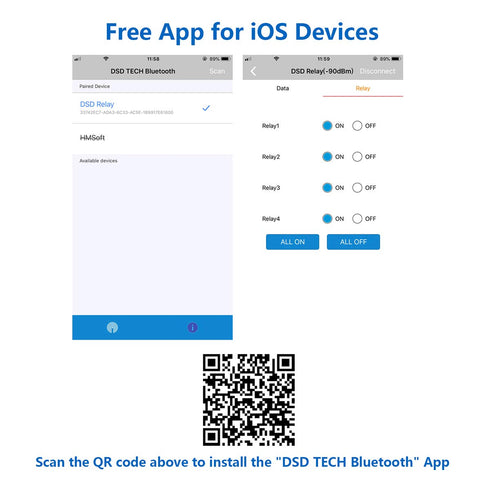 DSD TECH 4 Channels Bluetooth Relay Module for Remote Control Switch, Compatible with iPhone and Android 4.3