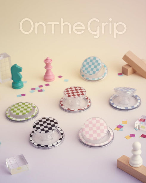 On The Grip Trendy Magnetic Checkerboard Phone Grip - Sleek, Expandable, Collapsible - Non-Slip, Durable, Universal Fit