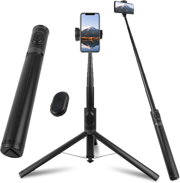 WOVTE 67" Automatic Phone Tripod, Auto-Open Selfie Stick Tripod with Wireless Remote, Portable