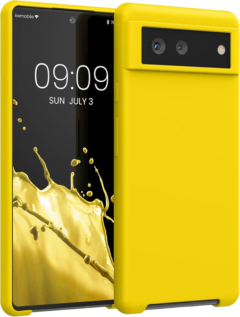 kwmobile TPU Silicone Case Compatible with Google Pixel 6, Soft Finish Phone Cover in Radiant Yellow