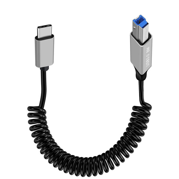YINGAYOU Coiled USB c to B Printer Cable Coiled USB 3.0 Printer Cable