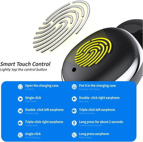 Kamon K11 Wireless Earbuds with Wireless Charging Case, Bluetooth 5.3, Touch Control Waterproof, in Ear Stereo