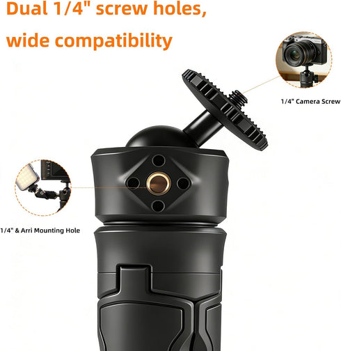 FOMOZER QT-01 Mini Tripod, One-Touch Auto Pop-Up, Adjustable Gimbal, Portable Compact Stand for iPhone, Action Camera