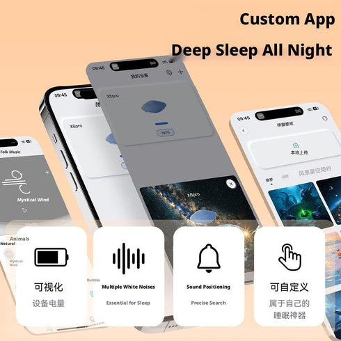 Generic Pillow Speaker for Sleeping, Four-Level Sleep Timer, Bluetooth Under Pillow Speaker with White Noise Timer, APP