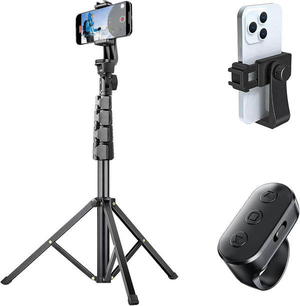 LenTok Phone Tripod Stand with Remote Zoom for Video Recording, Vlog Metal Selfie