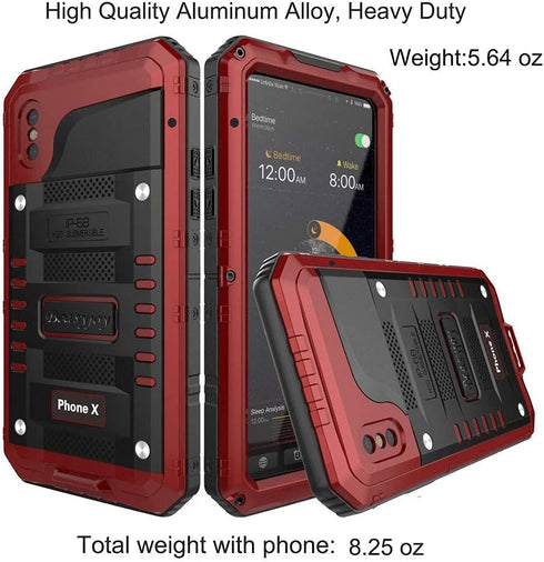Beasyjoy for iPhone Xs Case, Heavy Duty Metal Case for iPhone X/10, Waterproof Shockproof Full Body Protection
