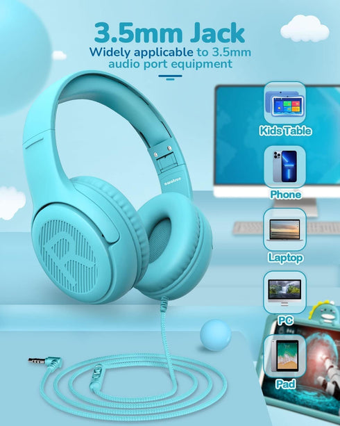 85/94dB Headset 3.5mm Headsets awatrue Toddler Kids Headphones Wired - Headphones for Kids Volume Limit Jack Adjustable