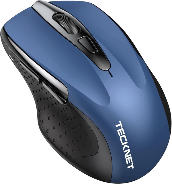 TECKNET Wireless Mouse, 2.4G & BT5.0/3.0 Silent Mouse, 4800 DPI, 6 Buttons, Wide Compatibility - Blue