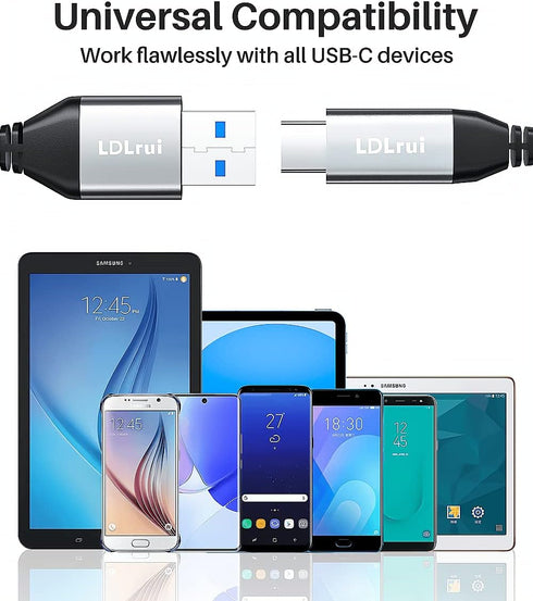LDLrui 10ft USB-C Cable, 10Gbps Data Transfer, Nylon Braided QC 3.0 Fast Charging USB A to USB C Charger Cord for