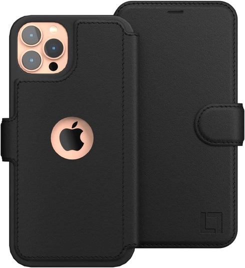 Compatible iPhone 11 Pro Max Wallet Case, Slim Flip Case with Credit Card Holder for Women & Men - Black