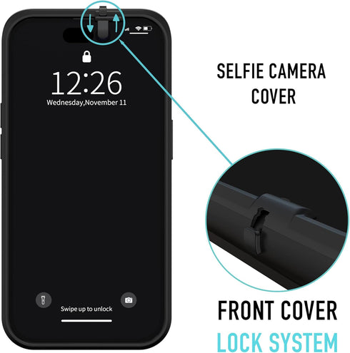 Spy-Fy iPhone 15 Plus Privacy Case - Camera Covers Front and Rear | Magsafe Compatible, Kickstand, 6-Foot Drop Proof |