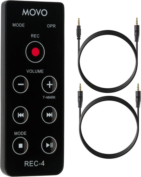 Movo REC-4 Wired Remote Control for Zoom H2n, H4n Pro, H5, H6 Portable Digital Handy Recorders - Compatible with Sony
