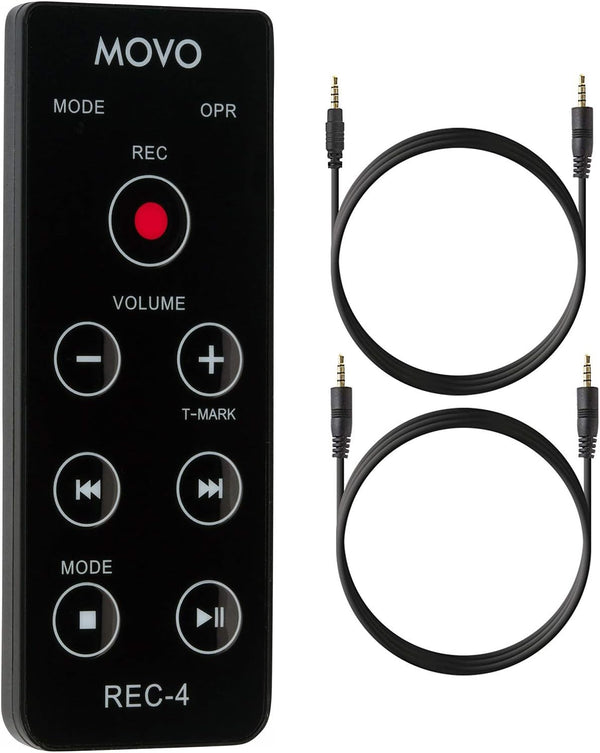 Movo REC-4 Wired Remote Control for Zoom H2n, H4n Pro, H5, H6 Portable Digital Handy Recorders - Compatible with Sony