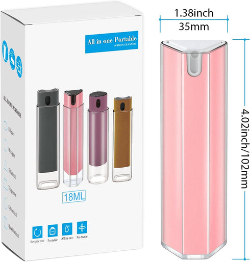 Screen Cleaner, Touchscreen Cleaner for Mobile Phone Tablet Mac, with 20ml Refill, Brush & Wipe Tool - Pink