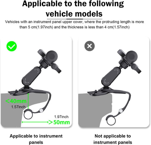 Zosgrew 360 Car Dashboard Phone Holder, Degree Rotation Dashboard Cellphone Mount, Multifunctional Sun Visor Rearview