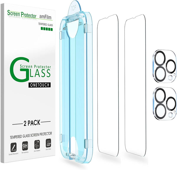amFiIm iPhone 13 Pro Max 6.7" Tempered Glass Screen & Camera Lens Protector, Easy Installation, Bubble-Free,