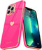 Teageo Cute Love-Heart Luxury Bling Case for iPhone 13 Pro Max, Soft Shockproof Bumper, Hot Pink, Raised Camera