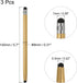 MECCANIXITY 3pcs Stylus Pens for Touch Screens, Dual Rubber Tips Capacitive Universal Tablet Pen, Champagne Gold
