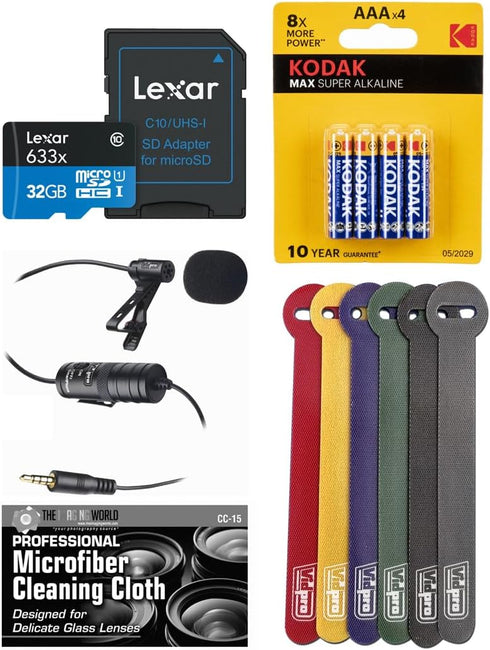 The Imaging World Lavalier Microphone Bundle with 32GB Card and Accessories for Zoom H1e H1essential