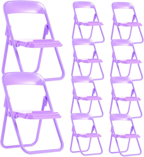 Holibanna 10pcs Adorable Cartoon Folding Chair Phone Stand Portable Smartphone Holder for Desk