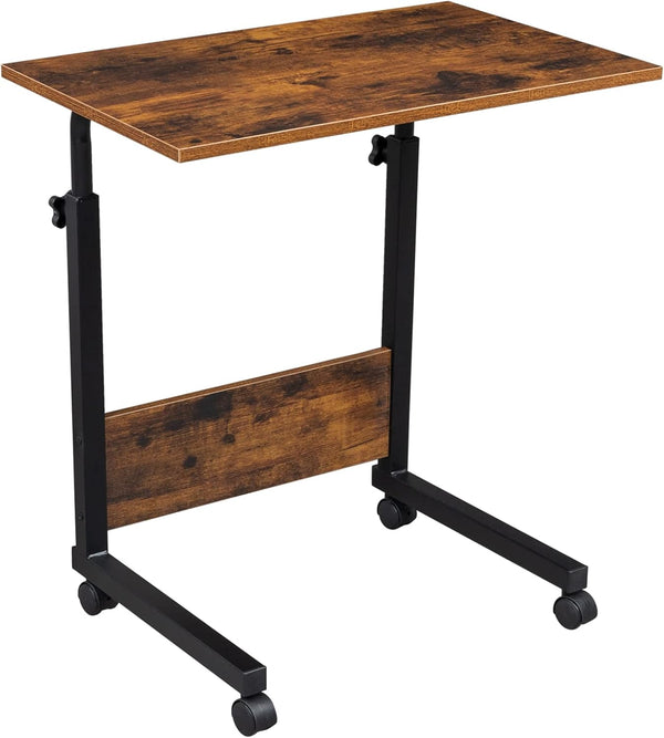 Mobile Side Table, Mobile Laptop Desk Cart, Adjustable Over Bed Table with