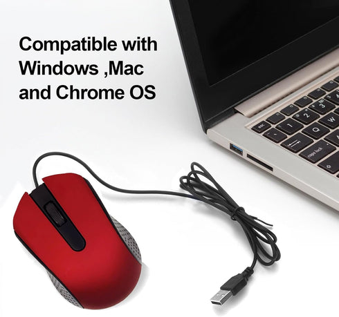 Wired Mouse, Ergonomic Computer Mouse, USB Wired for Right or Left Hand, Durable Clicks for PC, Laptop, Desktop,