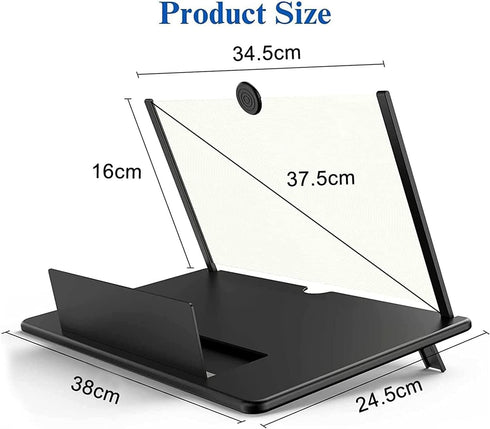 18" Screen Magnifier for Cell Phone - 3D HD Enlarger Projector for Movies, Videos, Gaming, Supports All Smartphones